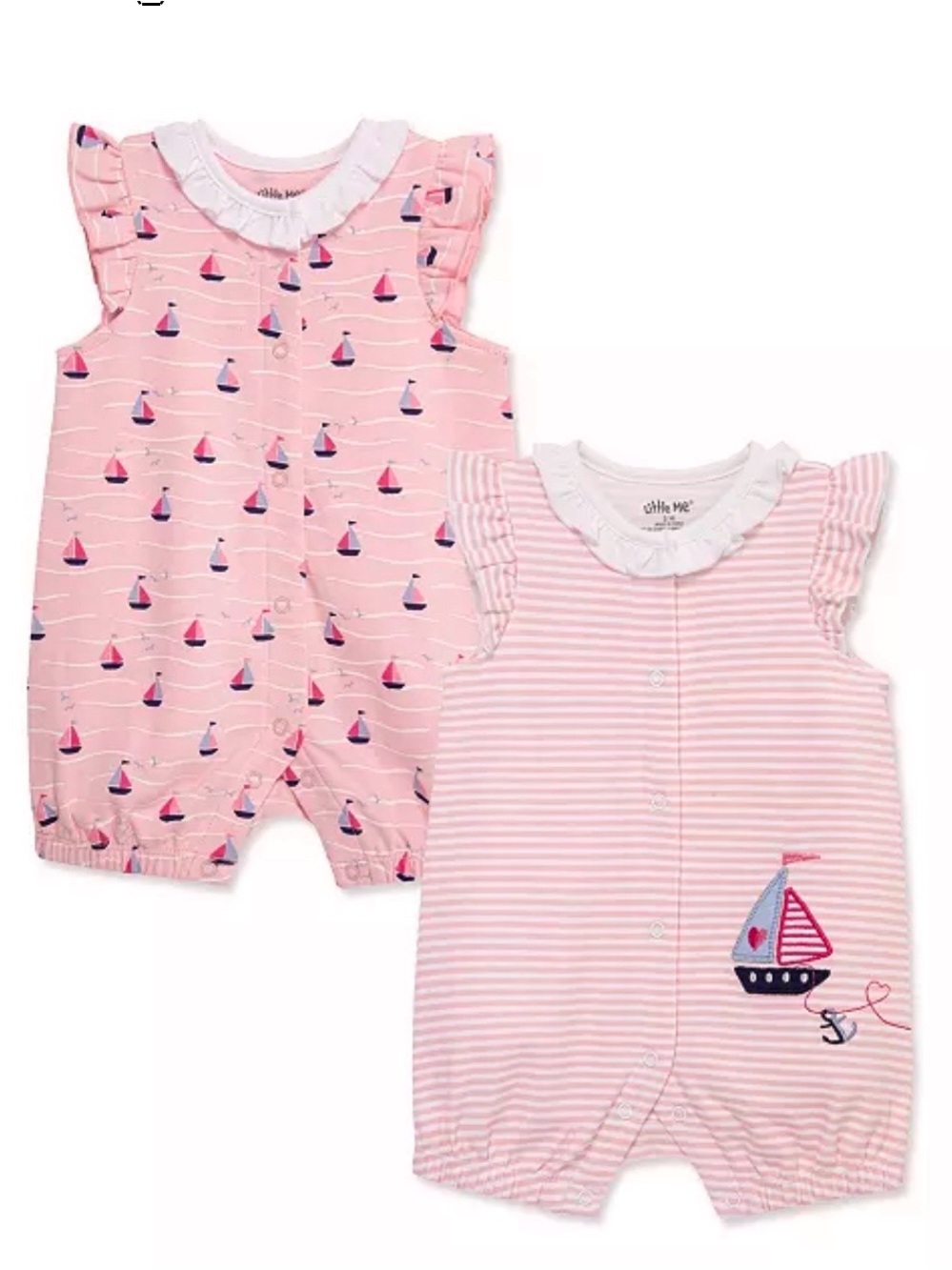 🆕- Little Me- Set of 2 Sailboat Rompers. Size: 6mo.